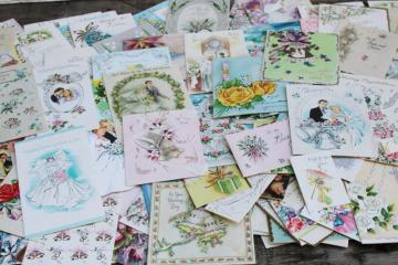 catalog photo of vintage ephemera, huge lot 1950s wedding & shower greeting bridal gift cards 150+ pieces 