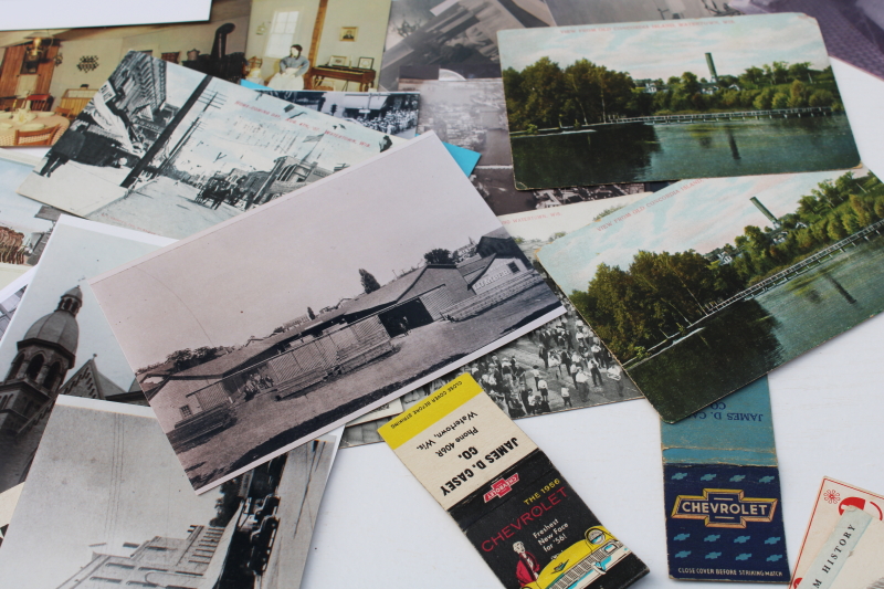 photo of vintage ephemera lot, Watertown Wisconsin postcards, area advertising small businesses  #4