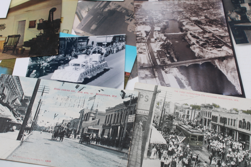 photo of vintage ephemera lot, Watertown Wisconsin postcards, area advertising small businesses  #5