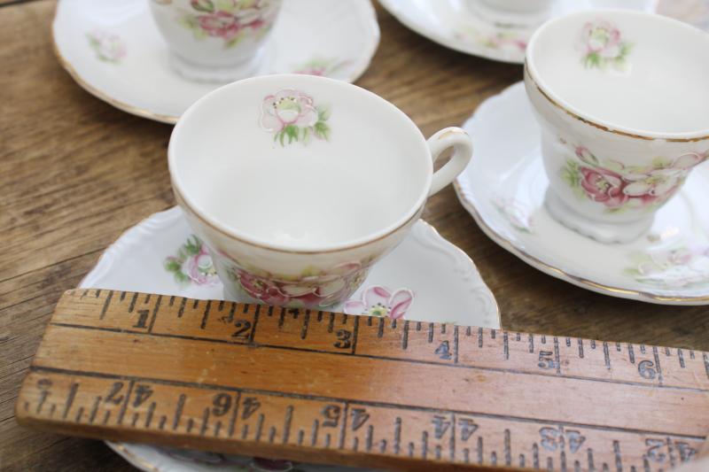 photo of vintage espresso cups & saucers demitasse set, hand painted china w/ apple blossoms  #9