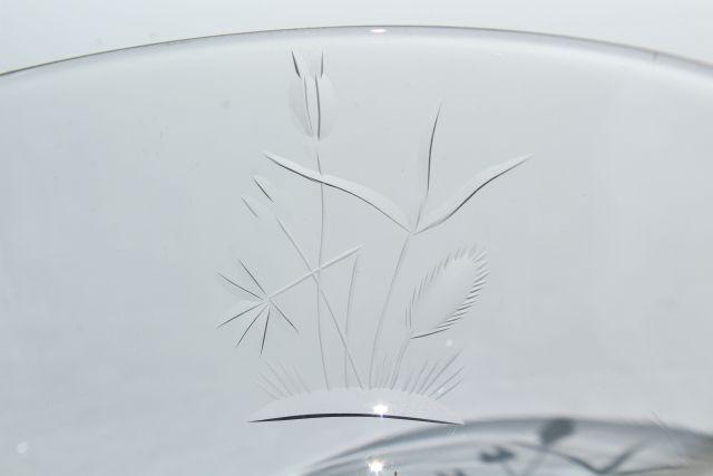 photo of vintage etched cut glass cocktail glasses, black stem & foot, crystal clear bowl #8