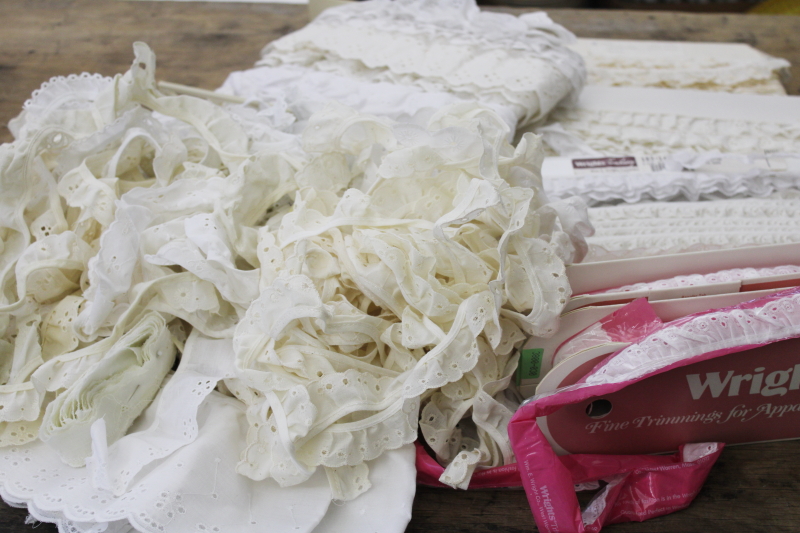 photo of vintage eyelet sewing trim lot assorted ruffled edgings for cottagecore fashion & decor #1