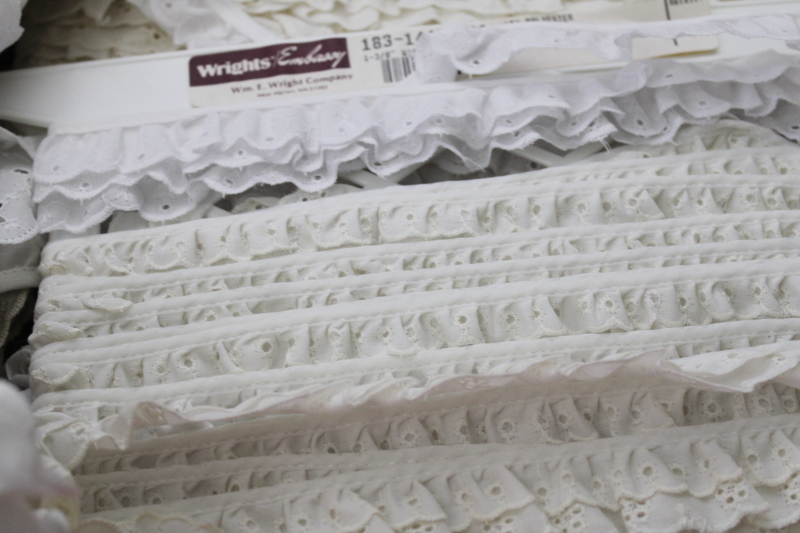 photo of vintage eyelet sewing trim lot assorted ruffled edgings for cottagecore fashion & decor #4