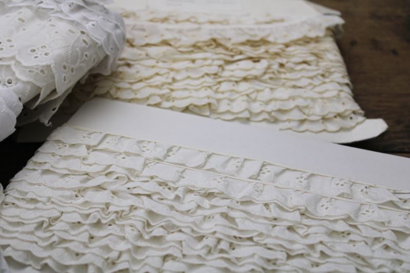 photo of vintage eyelet sewing trim lot assorted ruffled edgings for cottagecore fashion & decor #5