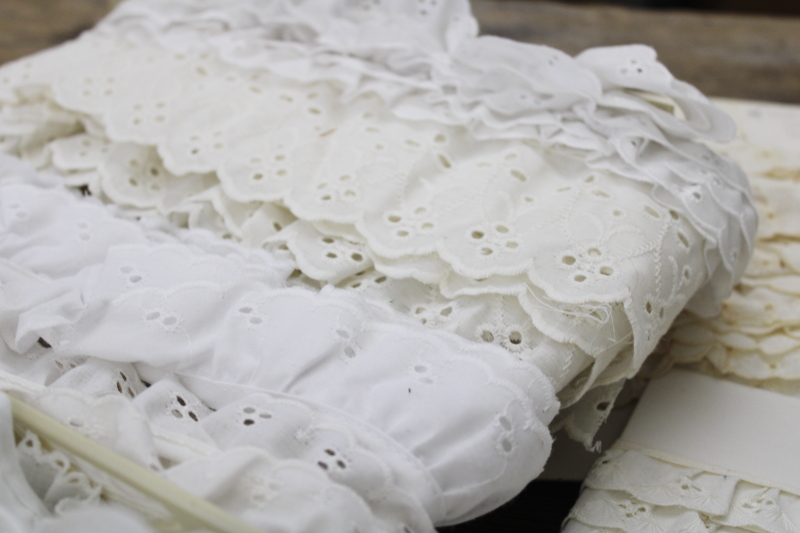 photo of vintage eyelet sewing trim lot assorted ruffled edgings for cottagecore fashion & decor #6