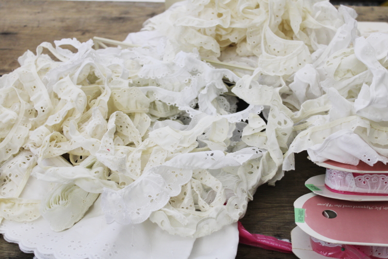 photo of vintage eyelet sewing trim lot assorted ruffled edgings for cottagecore fashion & decor #7