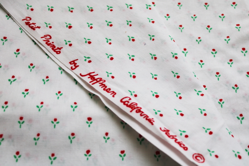 photo of vintage fabric Hoffman California Petit Print red sprig on white cotton #1