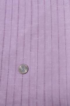 catalog photo of vintage fabric, airy summer weight cotton w/ drawn thread stripe, pale lavender