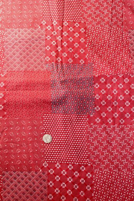photo of vintage fabric, barn red calico cheater quilt patchwork print cotton quilting fabric #1
