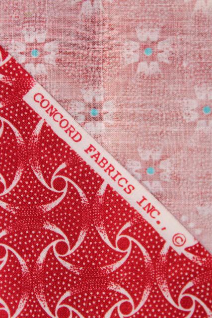 photo of vintage fabric, barn red calico cheater quilt patchwork print cotton quilting fabric #5