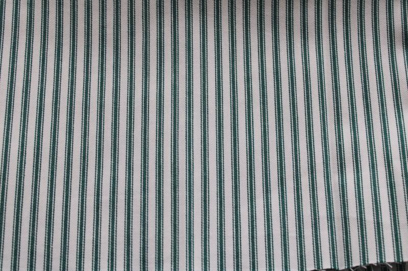 photo of vintage fabric, farmhouse style heavy cotton ticking w/ woven stripe in spruce green #1