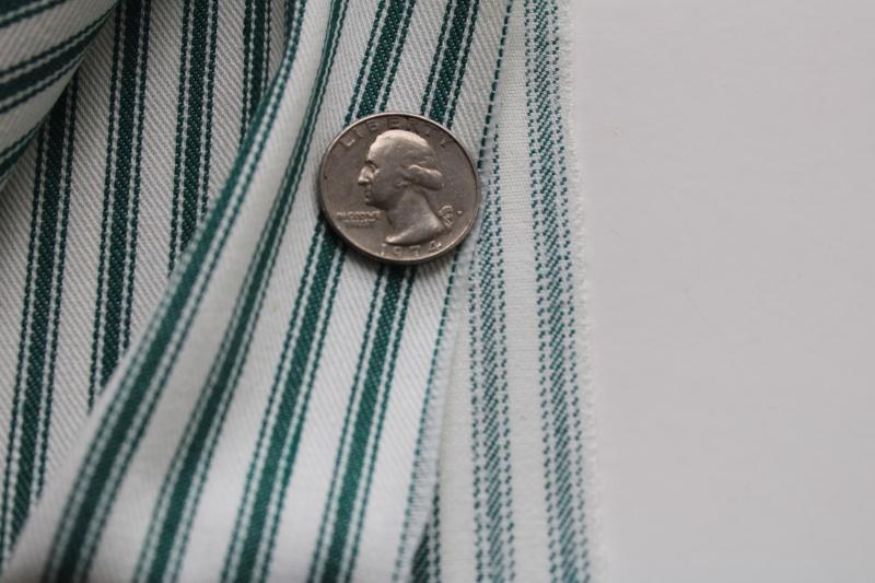 photo of vintage fabric, farmhouse style heavy cotton ticking w/ woven stripe in spruce green #2