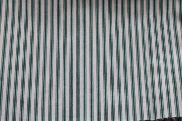 catalog photo of vintage fabric, farmhouse style heavy cotton ticking w/ woven stripe in spruce green