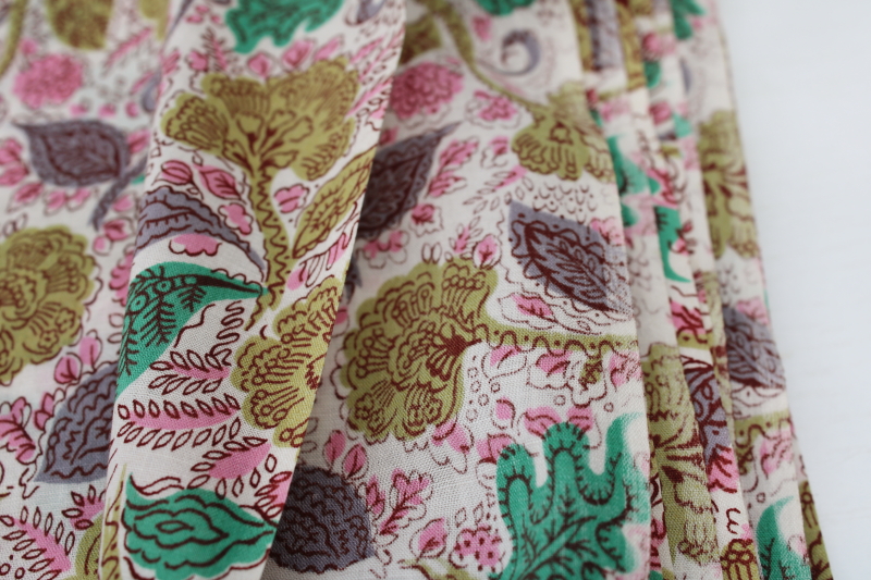 photo of vintage fabric, fine smooth cotton lawn w/ Liberty style floral, olive, teal green, pink, smoke purple  #2
