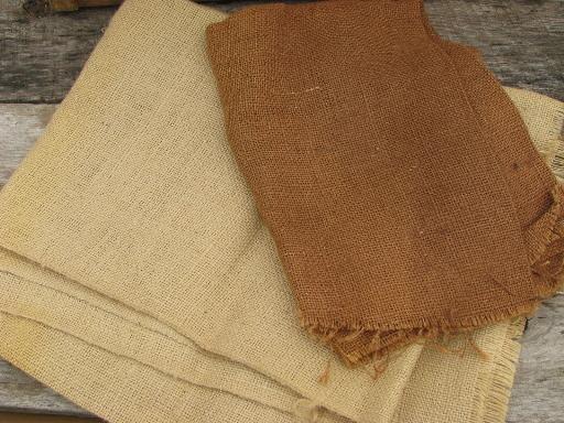 photo of vintage fabric lot, 5 lbs assorted natural burlap / hessian fabrics #3