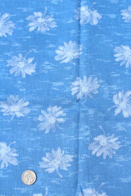 photo of vintage fabric lot, batik tropical ethnic prints shades of blue, cotton gauze & knit fabric #12