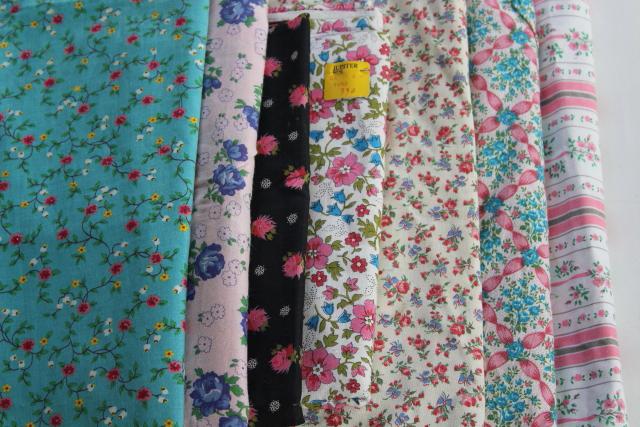 photo of vintage fabric lot, cotton prints for doll clothes, quilting, sewing projects #1