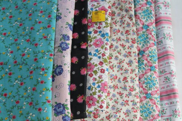 photo of vintage fabric lot, cotton prints for doll clothes, quilting, sewing projects #3