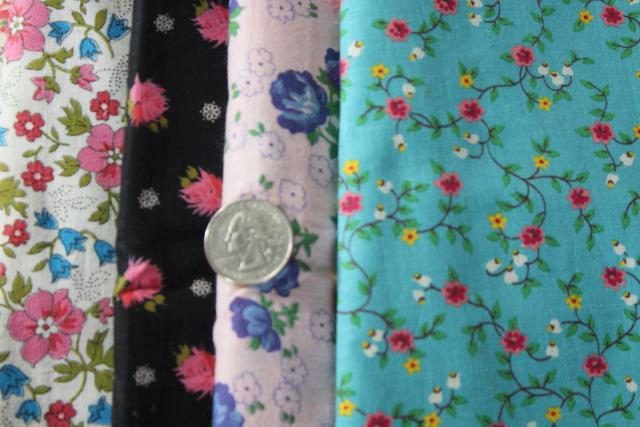 photo of vintage fabric lot, cotton prints for doll clothes, quilting, sewing projects #4