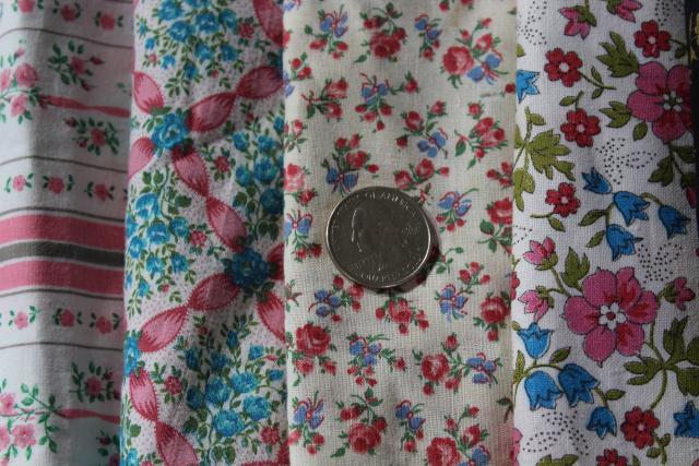 photo of vintage fabric lot, cotton prints for doll clothes, quilting, sewing projects #5