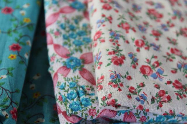 photo of vintage fabric lot, cotton prints for doll clothes, quilting, sewing projects #6