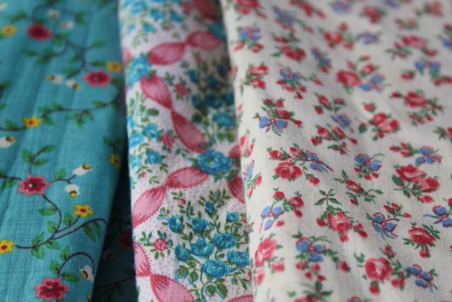 photo of vintage fabric lot, cotton prints for doll clothes, quilting, sewing projects #7