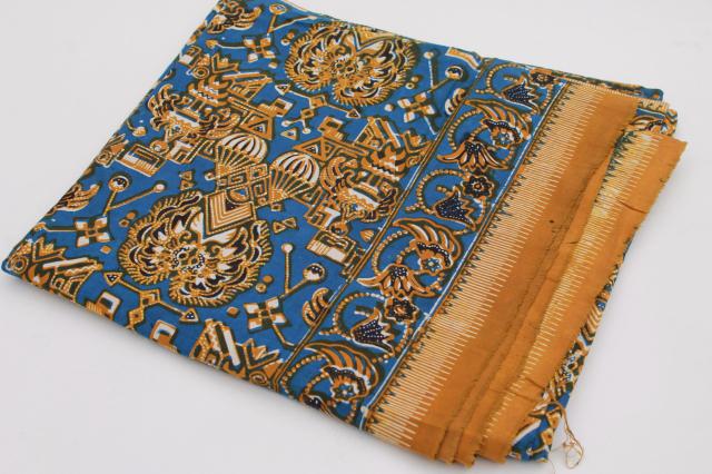 photo of vintage fabric lot, ethnic tribal prints & patterns, bold colored cotton fabrics #3