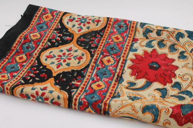 photo of vintage fabric lot, ethnic tribal prints & patterns, bold colored cotton fabrics #12