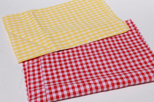 photo of vintage fabric lot of craft sewing quilting fabrics - fun primary colors red, blue yellow #3