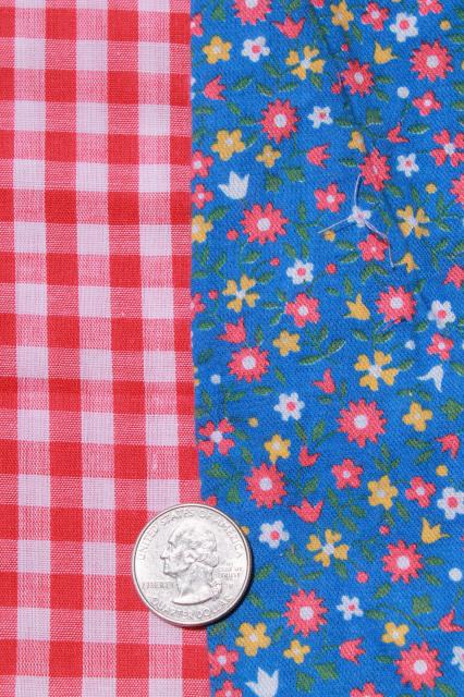 photo of vintage fabric lot of craft sewing quilting fabrics - fun primary colors red, blue yellow #8