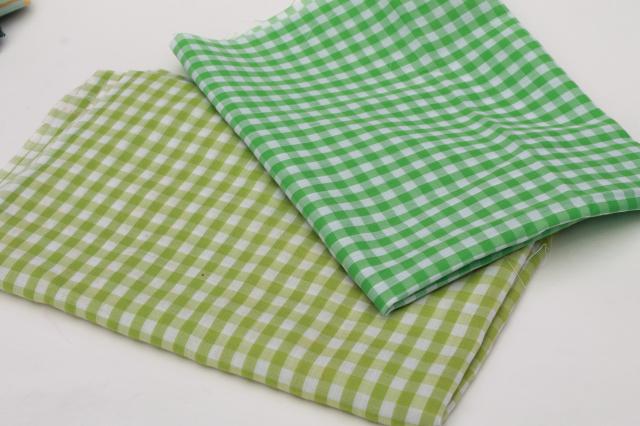 photo of vintage fabric lot of craft sewing quilting fabrics - green, lavender, aqua checks & a few prints #8