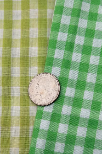 photo of vintage fabric lot of craft sewing quilting fabrics - green, lavender, aqua checks & a few prints #9