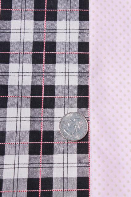 photo of vintage fabric lot of craft sewing quilting fabrics - plaid, floral on grey, pink #3