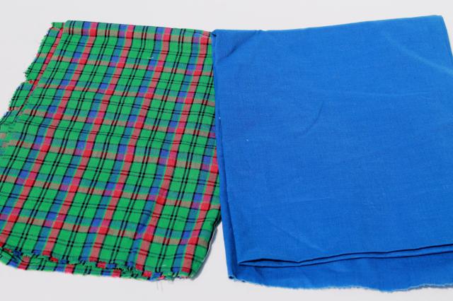 photo of vintage fabric lot of craft sewing quilting fabrics - print cotton, gingham, plaid #6