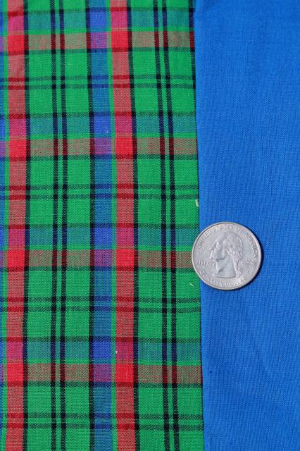 photo of vintage fabric lot of craft sewing quilting fabrics - print cotton, gingham, plaid #7