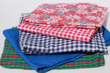 catalog photo of vintage fabric lot of craft sewing quilting fabrics - print cotton, gingham, plaid