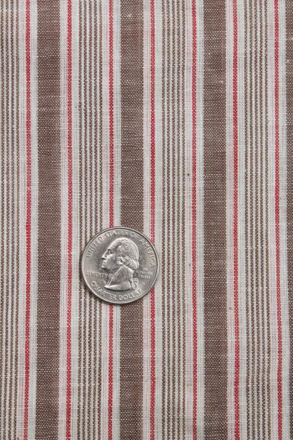 photo of vintage fabric lot, old work shirt & striped shirting, yards of shabby fabrics #4