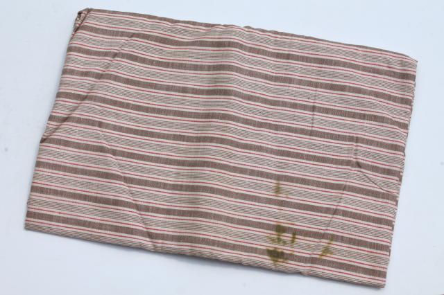 photo of vintage fabric lot, old work shirt & striped shirting, yards of shabby fabrics #5