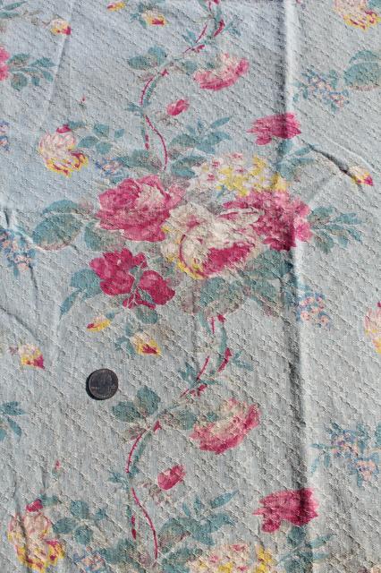 photo of vintage fabric lot, shabby pretty floral prints scrap fabrics for sewing #9