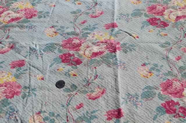 photo of vintage fabric lot, shabby pretty floral prints scrap fabrics for sewing #10