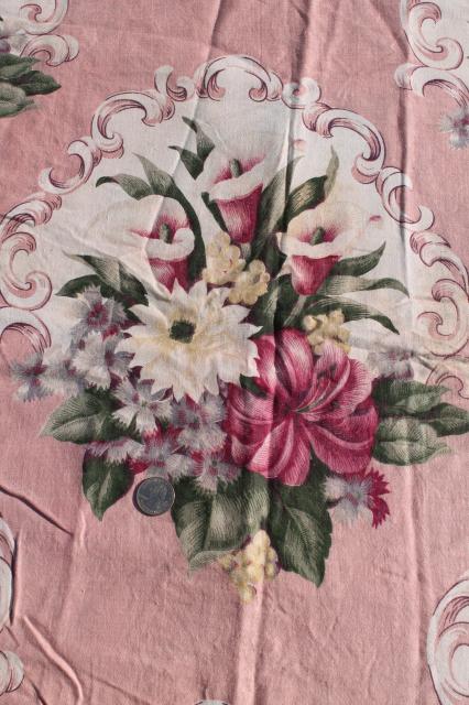 photo of vintage fabric lot, shabby pretty floral prints scrap fabrics for sewing #12