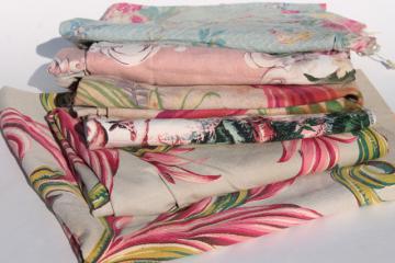 catalog photo of vintage fabric lot, shabby pretty floral prints scrap fabrics for sewing