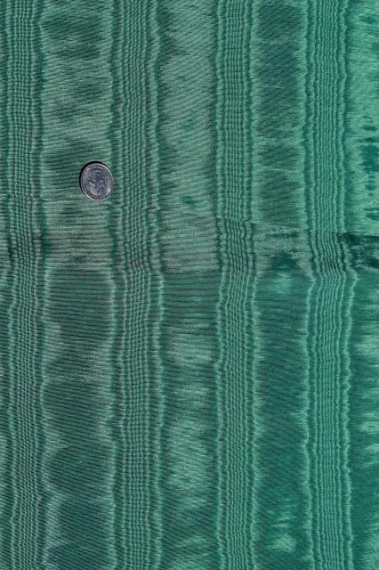 photo of vintage fabric lot, taffeta & heavy moire home decor fabrics green & old rose shades #4