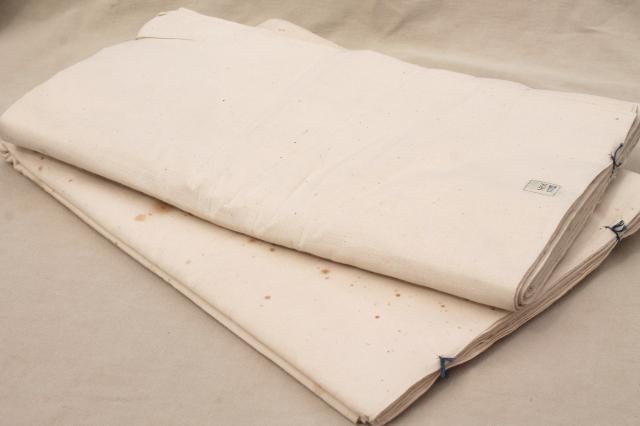 photo of vintage fabric lot, unused white cotton fabrics, muslin, percale sheeting for linens etc. #1