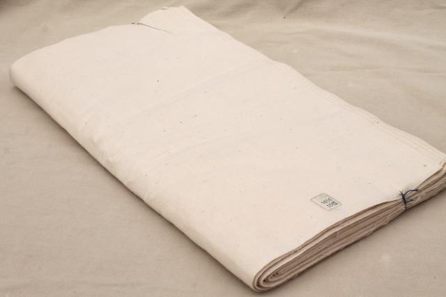 photo of vintage fabric lot, unused white cotton fabrics, muslin, percale sheeting for linens etc. #2