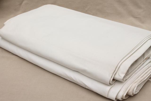 photo of vintage fabric lot, unused white cotton fabrics, muslin, percale sheeting for linens etc. #1