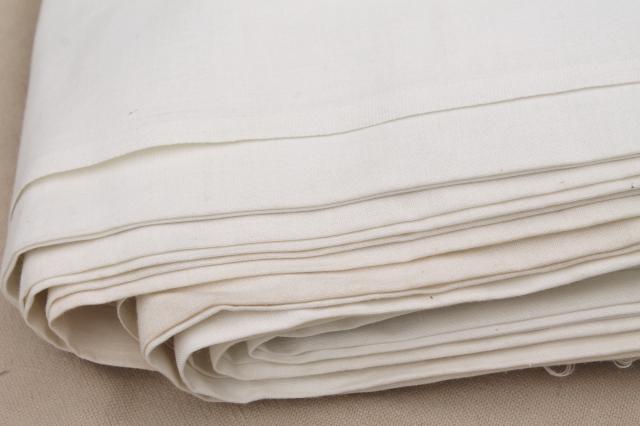 photo of vintage fabric lot, unused white cotton fabrics, muslin, percale sheeting for linens etc. #4