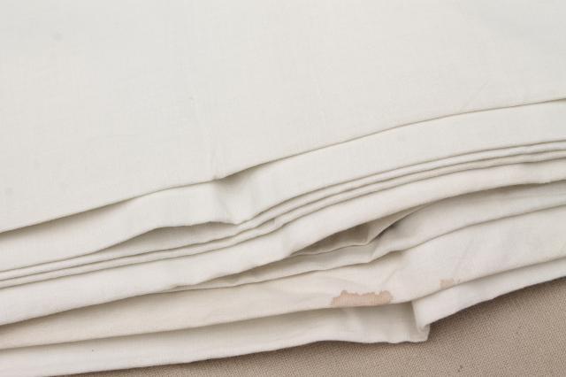 photo of vintage fabric lot, unused white cotton fabrics, muslin, percale sheeting for linens etc. #7