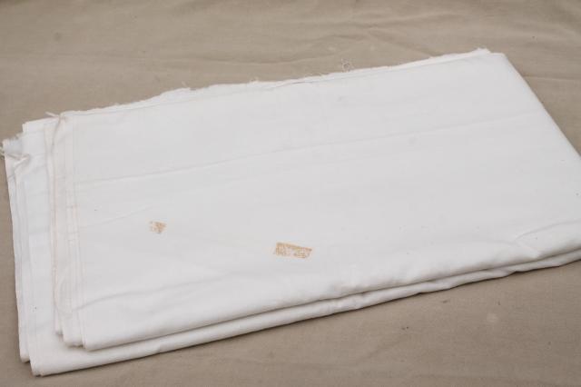 photo of vintage fabric lot, unused white cotton fabrics, muslin, percale sheeting for linens etc #4