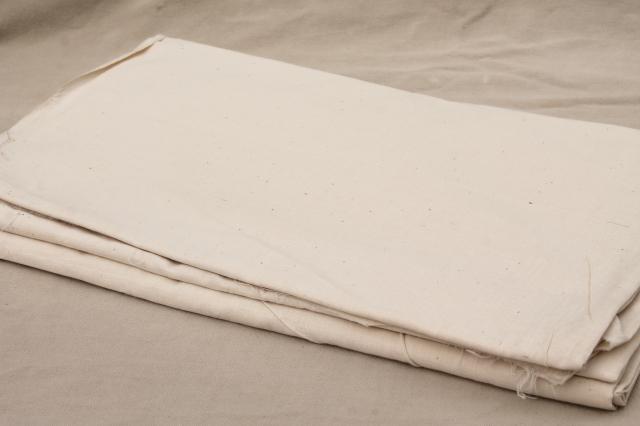 photo of vintage fabric lot, unused white cotton fabrics, muslin, percale sheeting for linens etc #6